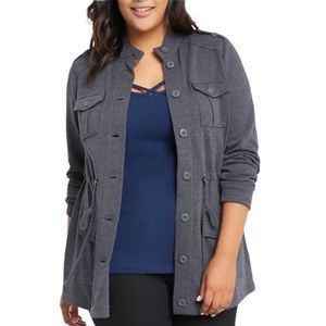 Torrid Grey French Terry Knit Military Jacket Size 2